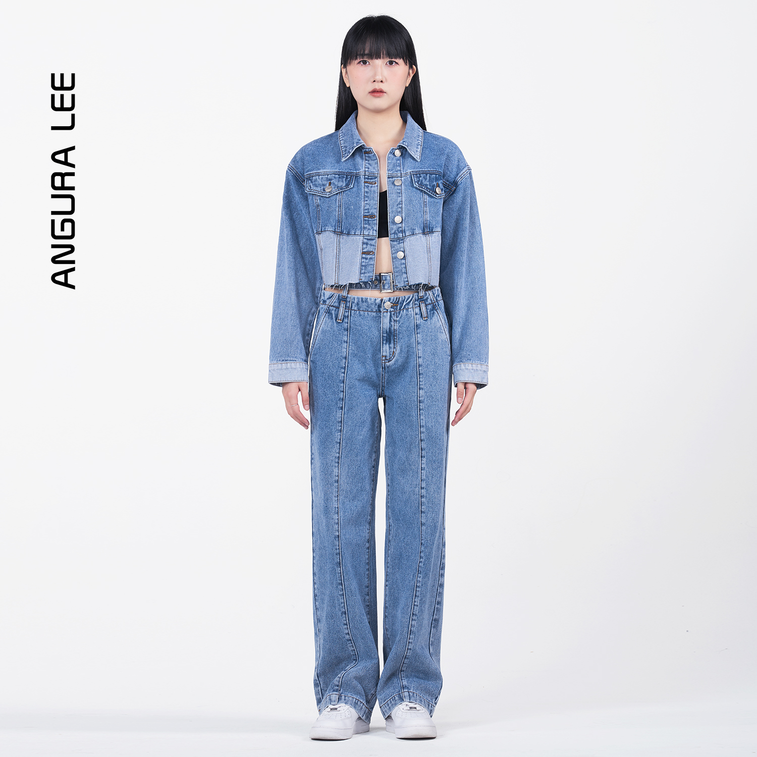 春夏經(jīng)典水洗淺藍女裝牛仔短裝外套